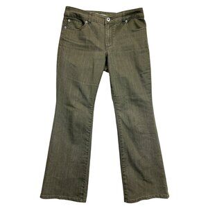Chicos Platinum Denim Jeans Womens 0.5 Short‎ Green Ultimate Fit Barely Flare